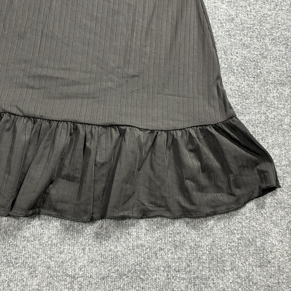 Anyshow Black Ribbed Sleeveless Ruffle Hem Mini Dress Size Small Boho LBD - Picture 3 of 16